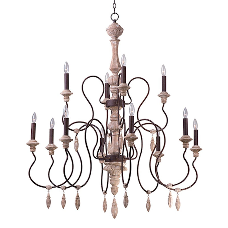 Maxim Olde World 12-Light Chandelier, Senora Wood