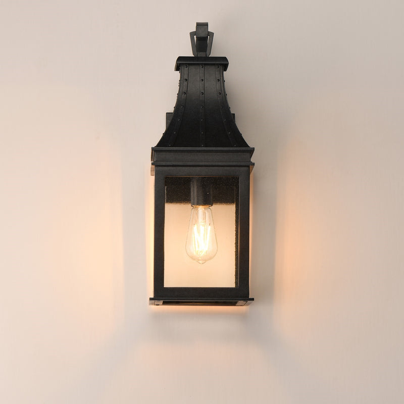 Maxim Lighting Bramwell VX 20in 1-Light Outdoor Wall Sconce | Traditional Black Patina and Clear Glass | Front Entry & Patio | Model 40983TCBKP