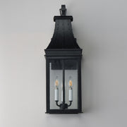 Maxim Lighting Bramwell VX 9in 3-Light Outdoor Wall Sconce | Traditional Black Patina and Textured Clear Glass | Entryway & Porch | Model 40984TCBKP