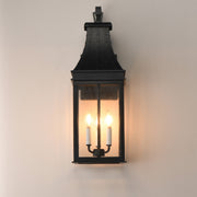 Maxim Lighting Bramwell VX 9in 3-Light Outdoor Wall Sconce | Traditional Black Patina and Textured Clear Glass | Entryway & Porch | Model 40984TCBKP