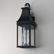Maxim Lighting Bramwell VX 9in 3-Light Outdoor Wall Sconce | Traditional Black Patina and Textured Clear Glass | Entryway & Porch | Model 40984TCBKP