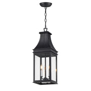 Maxim Lighting Bramwell VX 9in 3-Light Outdoor Pendant | Traditional Black Patina and Textured Clear Glass | Covered Patio & Porch | Model 40987TCBKP