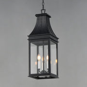 Maxim Lighting Bramwell VX 9in 3-Light Outdoor Pendant | Traditional Black Patina and Textured Clear Glass | Covered Patio & Porch | Model 40987TCBKP