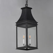 Maxim Lighting Bramwell VX 9in 3-Light Outdoor Pendant | Traditional Black Patina and Textured Clear Glass | Covered Patio & Porch | Model 40987TCBKP