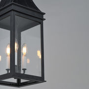 Maxim Lighting Bramwell VX 9in 3-Light Outdoor Pendant | Traditional Black Patina and Textured Clear Glass | Covered Patio & Porch | Model 40987TCBKP