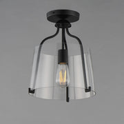 Maxim Bellmore 11in 1-Light Convertible Pendant Semi-Flush | Traditional Matte Black and Clear Glass | Foyer & Entryway | Model 5681CLBK