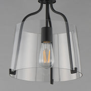 Maxim Bellmore 11in 1-Light Convertible Pendant Semi-Flush | Traditional Matte Black and Clear Glass | Foyer & Entryway | Model 5681CLBK