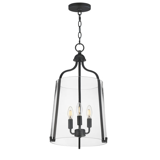 Maxim Lighting Bellmore 13.5in 3-Light Foyer Pendant | Transitional Black and Clear Glass | Entry Foyer & Dining Room | Model 5683CLBK