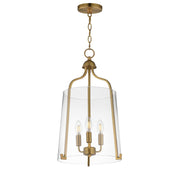 Maxim Lighting Bellmore 13.5in 3-Light Foyer Pendant | Traditional Natural Aged Brass and Clear Glass | Entry Foyer & Dining Room | Model 5683CLNAB