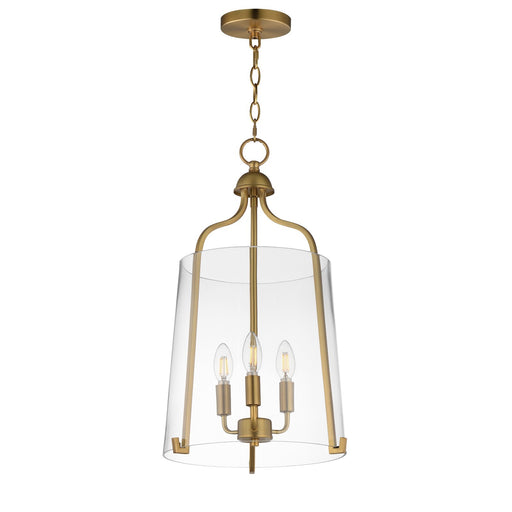 Maxim Lighting Bellmore 13.5in 3-Light Foyer Pendant | Traditional Natural Aged Brass and Clear Glass | Entry Foyer & Dining Room | Model 5683CLNAB