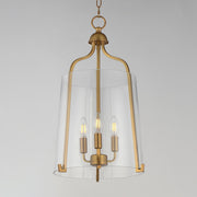 Maxim Lighting Bellmore 13.5in 3-Light Foyer Pendant | Traditional Natural Aged Brass and Clear Glass | Entry Foyer & Dining Room | Model 5683CLNAB