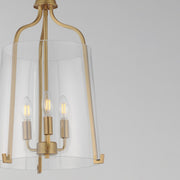 Maxim Lighting Bellmore 13.5in 3-Light Foyer Pendant | Traditional Natural Aged Brass and Clear Glass | Entry Foyer & Dining Room | Model 5683CLNAB