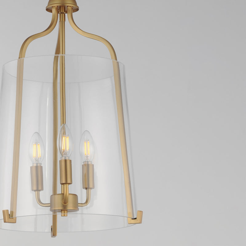 Maxim Lighting Bellmore 13.5in 3-Light Foyer Pendant | Traditional Natural Aged Brass and Clear Glass | Entry Foyer & Dining Room | Model 5683CLNAB