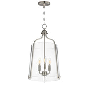 Maxim Lighting Bellmore 13.5in 3-Light Foyer Pendant | Transitional Satin Nickel and Clear Glass | Entry Foyer & Dining Room | Model 5683CLSN