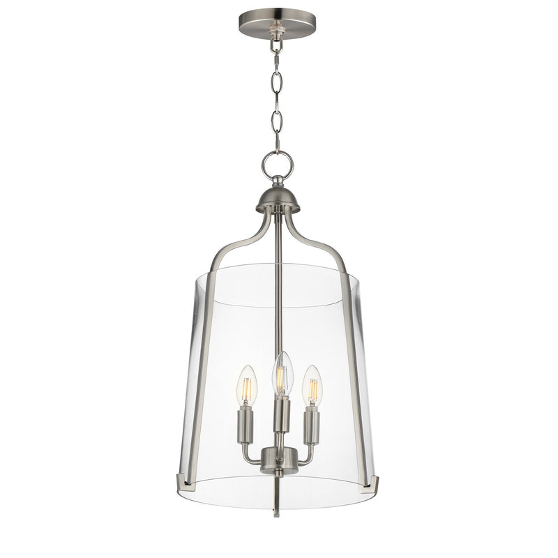 Maxim Lighting Bellmore 13.5in 3-Light Foyer Pendant | Transitional Satin Nickel and Clear Glass | Entry Foyer & Dining Room | Model 5683CLSN