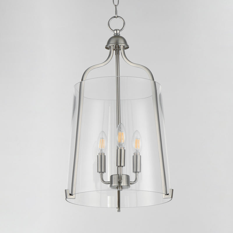 Maxim Lighting Bellmore 13.5in 3-Light Foyer Pendant | Transitional Satin Nickel and Clear Glass | Entry Foyer & Dining Room | Model 5683CLSN