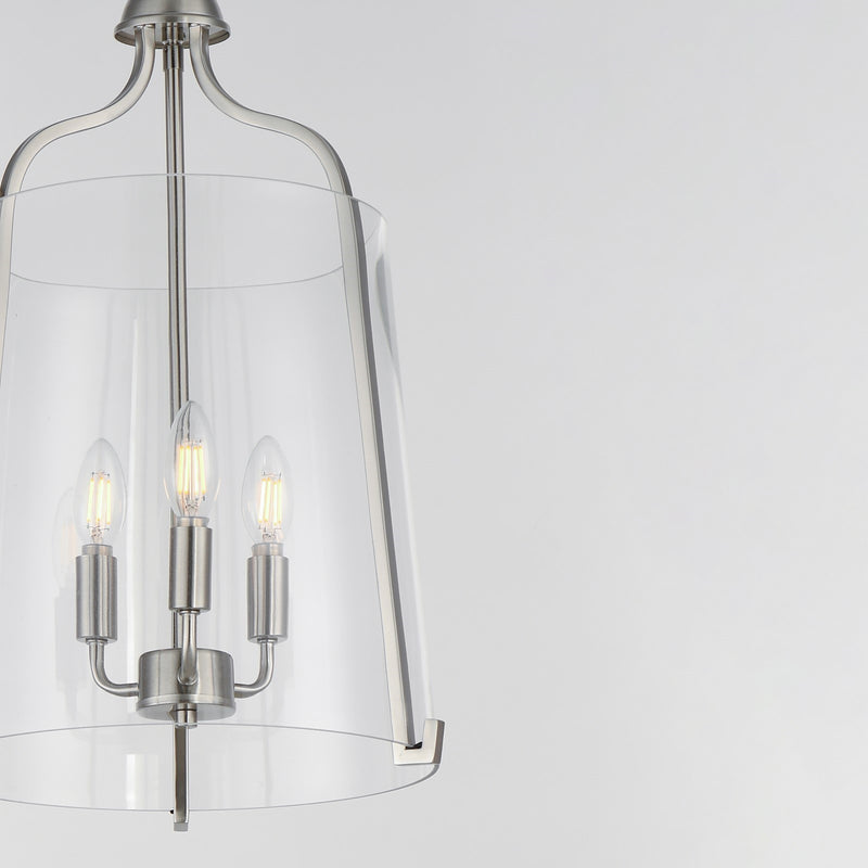 Maxim Lighting Bellmore 13.5in 3-Light Foyer Pendant | Transitional Satin Nickel and Clear Glass | Entry Foyer & Dining Room | Model 5683CLSN