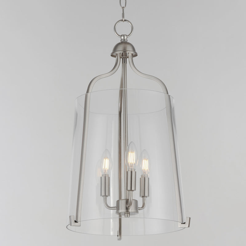 Maxim Lighting Bellmore 13.5in 3-Light Foyer Pendant | Transitional Satin Nickel and Clear Glass | Entry Foyer & Dining Room | Model 5683CLSN