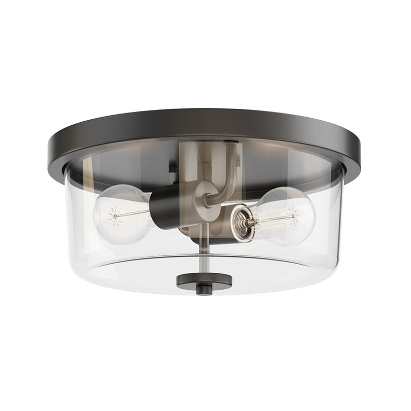 Maxim Lighting Fuller 2 Light 5.5" Flush Mount, Black/Clear - 5691CLBK