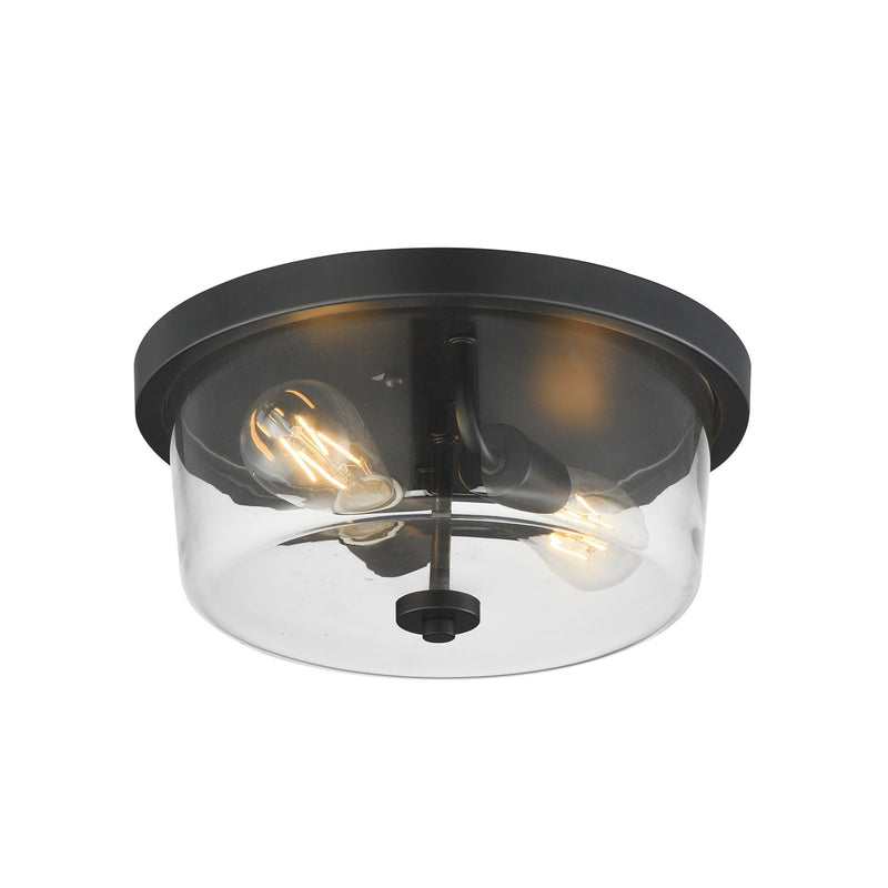 Maxim Lighting Fuller 2 Light 5.5" Flush Mount, Black/Clear