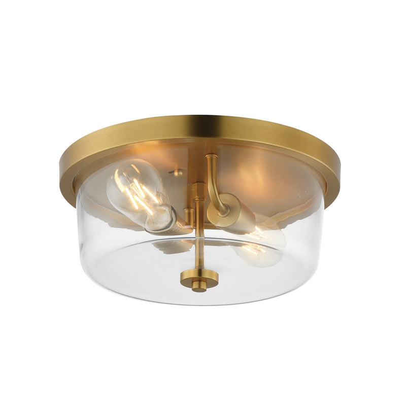 Maxim Lighting Fuller 2Lt 5.5" Flush Mount, Natural Aged Brass/Clear