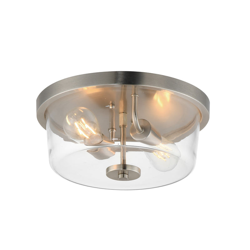 Maxim Lighting Fuller 2 Light 5.5" Flush Mount, Satin Nickel/Clear