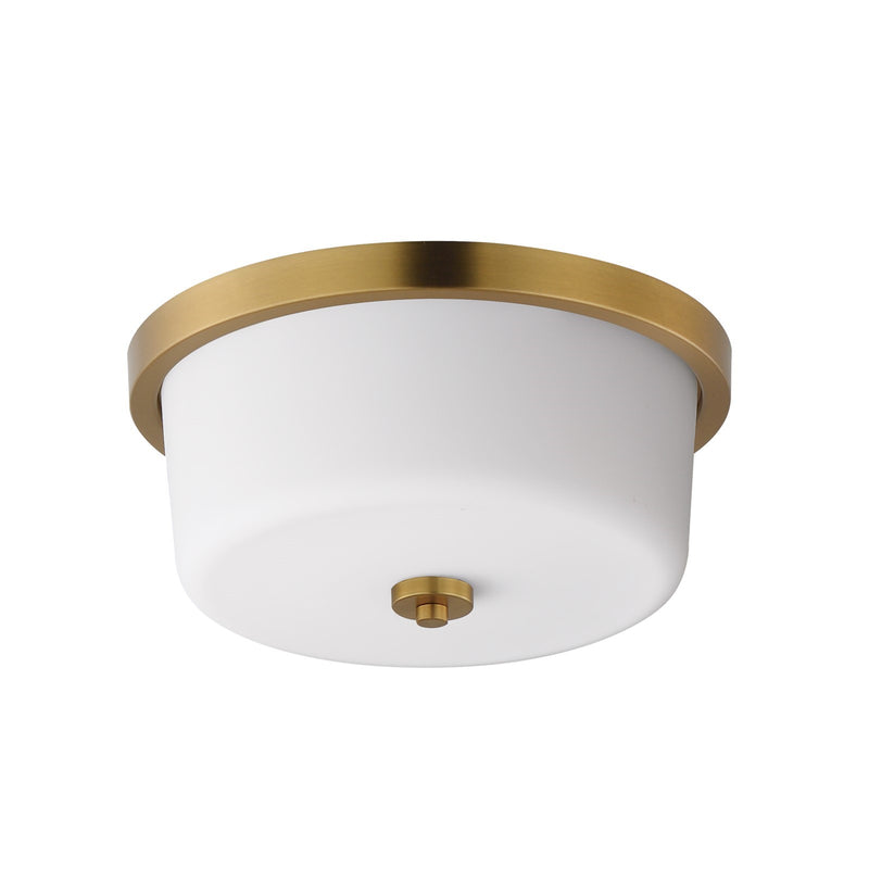 Maxim Lighting Fuller 2Lt 5.5" Flush Mount, Natural Aged Brass/White