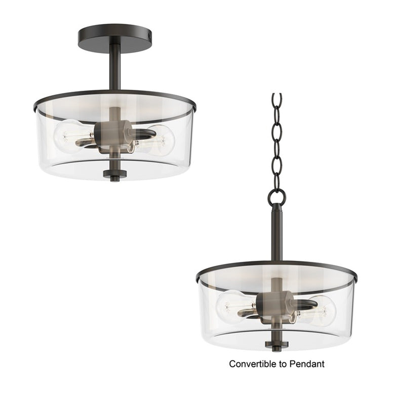 Maxim Lighting Fuller 2 Light 10" Flush Mount, Black/Clear