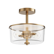 Maxim Lighting Fuller 2Lt 10" Flush Mount, Natural Aged Brass/Clear - 5692CLNAB