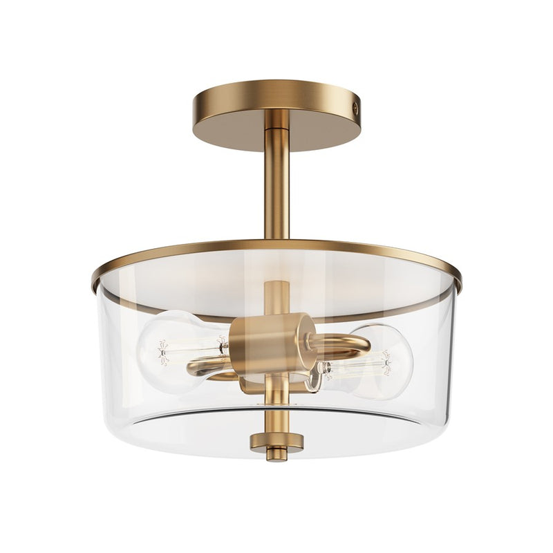 Maxim Lighting Fuller 2Lt 10" Flush Mount, Natural Aged Brass/Clear - 5692CLNAB
