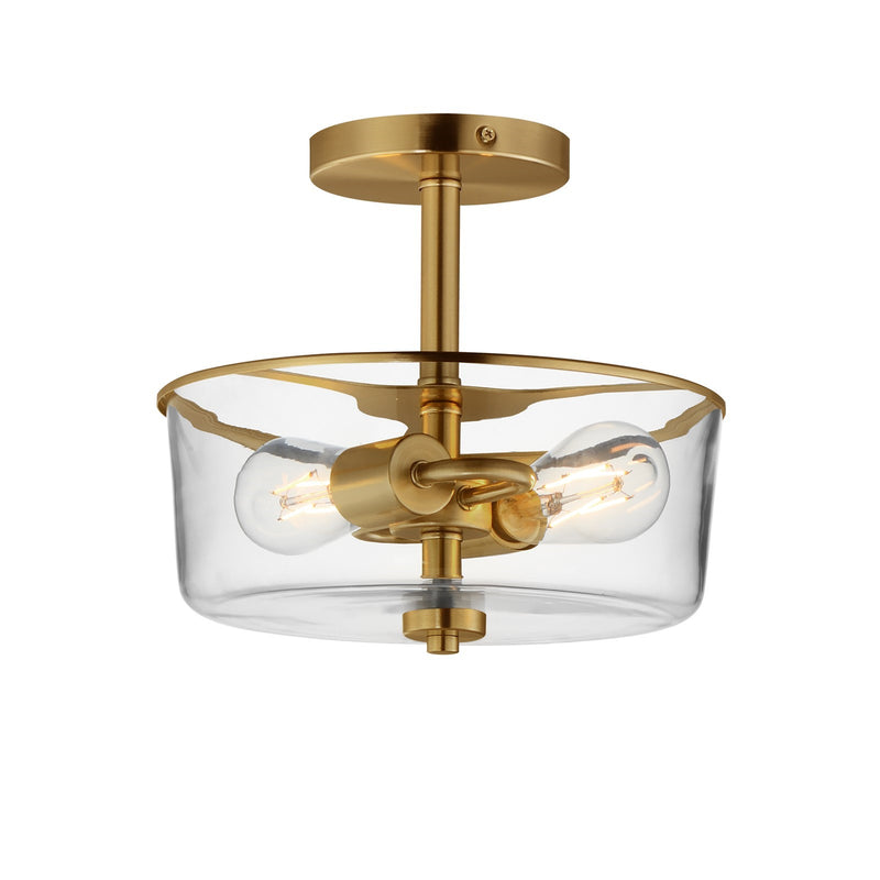 Maxim Lighting Fuller 2Lt 10" Flush Mount, Natural Aged Brass/Clear