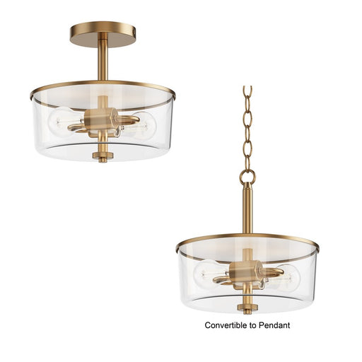 Maxim Lighting Fuller 2Lt 10" Flush Mount, Natural Aged Brass/Clear