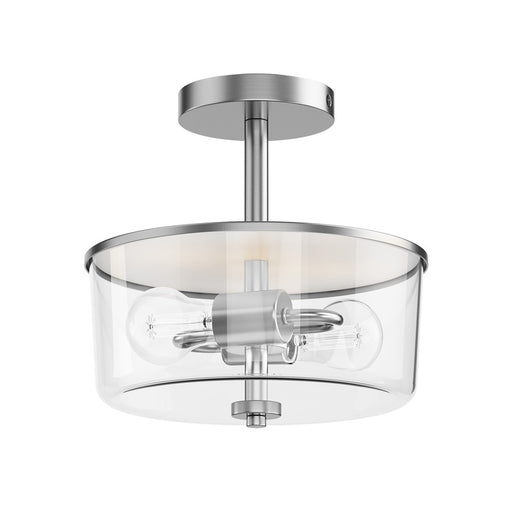 Maxim Lighting Fuller 2 Light 10" Flush Mount, Satin Nickel/Clear - 5692CLSN