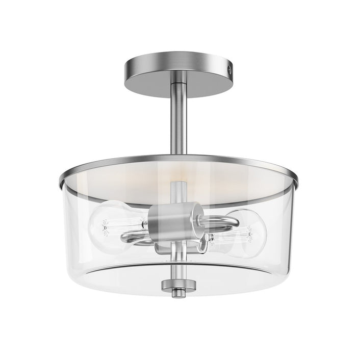 Maxim Lighting Fuller 2 Light 10" Flush Mount, Satin Nickel/Clear - 5692CLSN