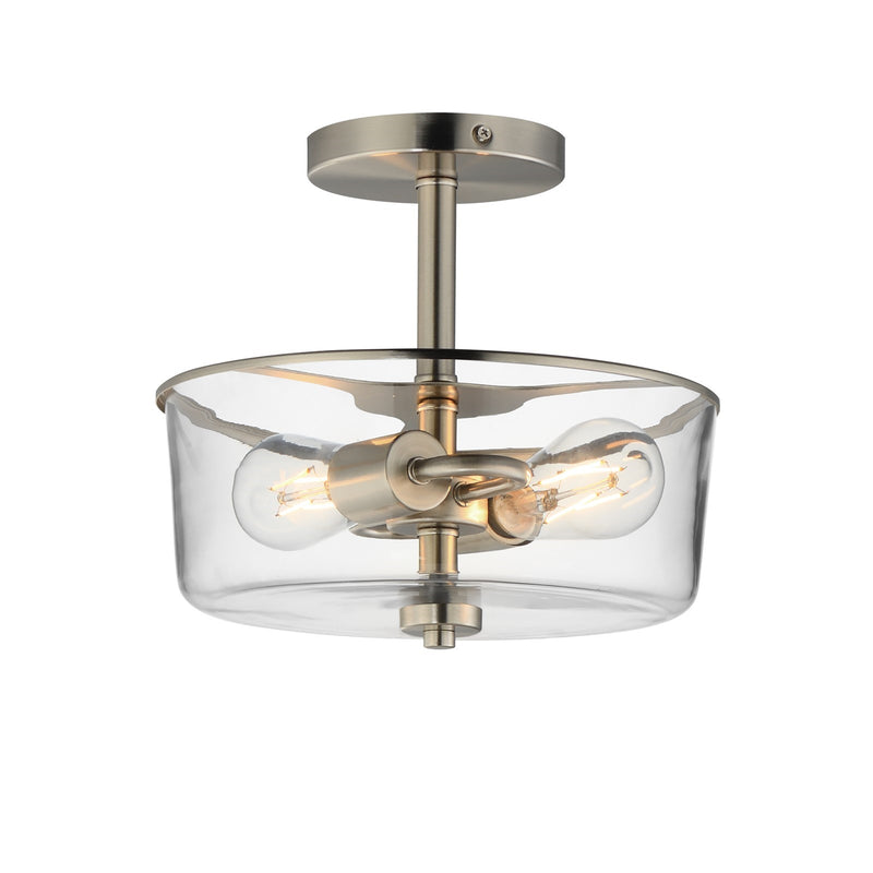 Maxim Lighting Fuller 2 Light 10" Flush Mount, Satin Nickel/Clear
