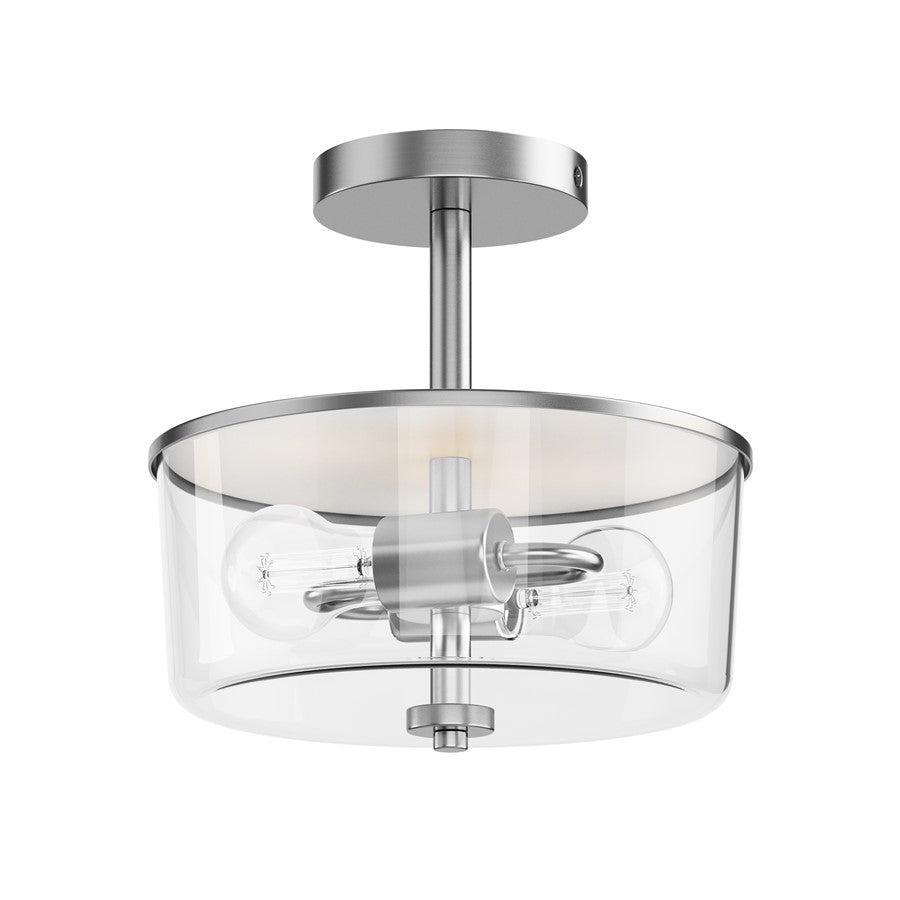 Maxim Lighting Fuller 2 Light 10" Flush Mount, Satin Nickel/Clear - 5692CLSN