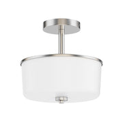 Maxim Lighting Fuller 2 Light 10" Flush Mount, Satin Nickel/White - 5692WTSN