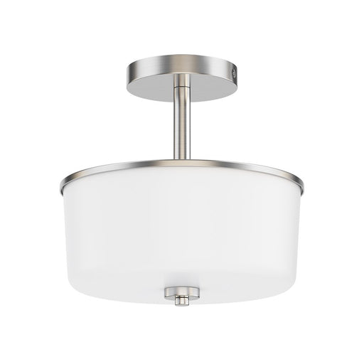 Maxim Lighting Fuller 2 Light 10" Flush Mount, Satin Nickel/White - 5692WTSN