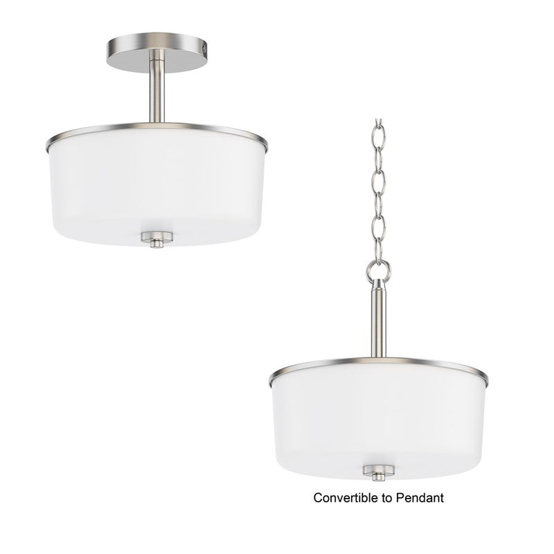 Maxim Lighting Fuller 2 Light 10" Flush Mount, Satin Nickel/White
