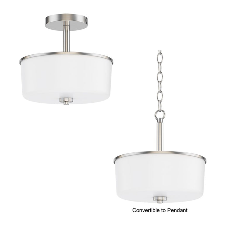 Maxim Lighting Fuller 2 Light 10" Flush Mount, Satin Nickel/White