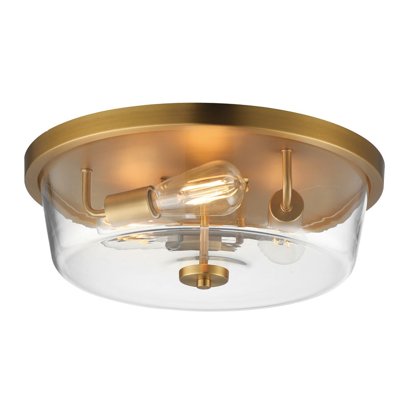 Maxim Lighting Fuller 3Lt 5.5" Flush Mount, Natural Aged Brass/Clear