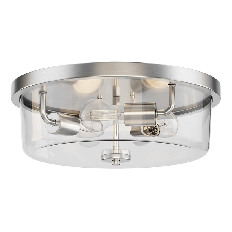 Maxim Lighting Fuller 3 Light 5.5" Flush Mount, Satin Nickel/Clear - 5693CLSN