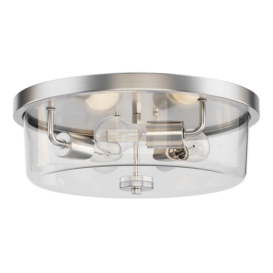 Maxim Lighting Fuller 3 Light 5.5" Flush Mount, Satin Nickel/Clear - 5693CLSN