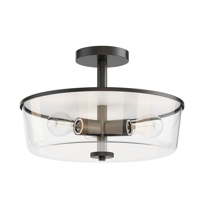 Maxim Lighting Fuller 3 Light 10" Flush Mount, Black/Clear - 5695CLBK
