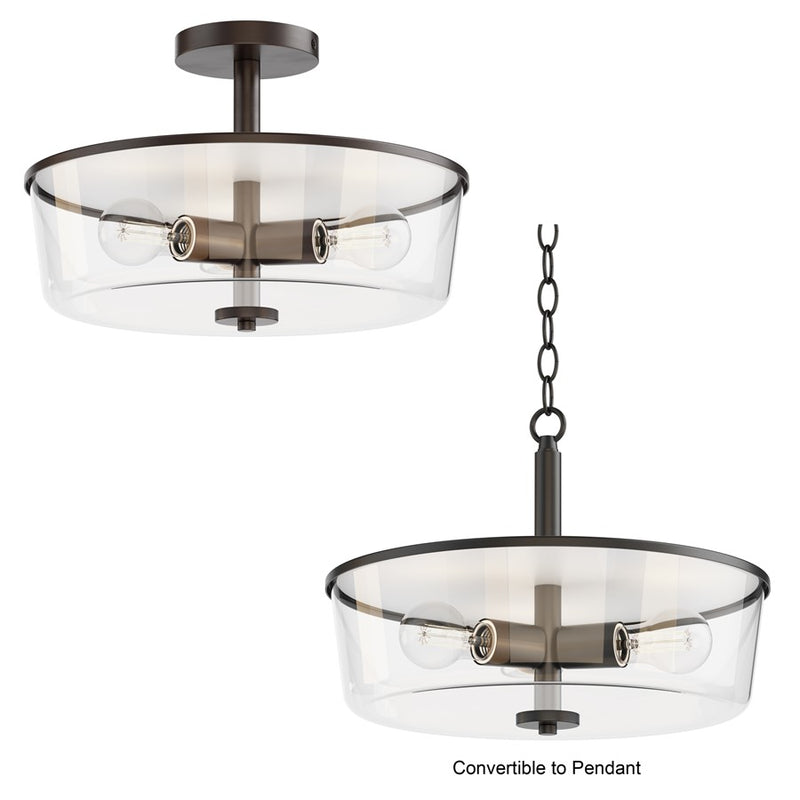Maxim Lighting Fuller 3 Light 10" Flush Mount, Black/Clear
