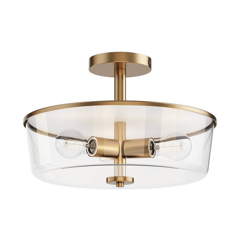 Maxim Lighting Fuller 3Lt 10" Flush Mount, Natural Aged Brass/Clear - 5695CLNAB