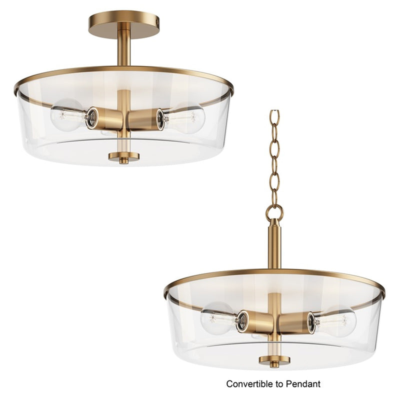 Maxim Lighting Fuller 3Lt 10" Flush Mount, Natural Aged Brass/Clear