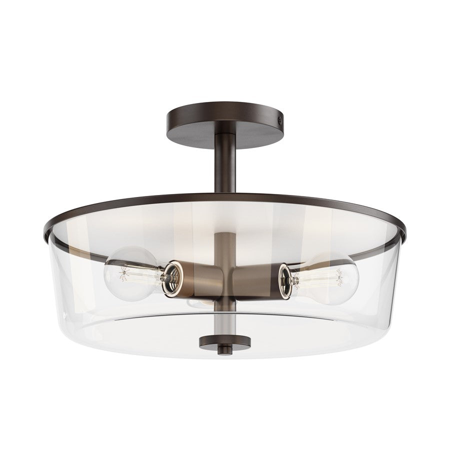 Maxim Lighting Fuller 3Lt 10" Flush Mount, Oil Rubbed Bronze/Clear - 5695CLOI