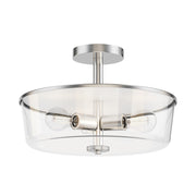 Maxim Lighting Fuller 3 Light 10" Flush Mount, Satin Nickel/Clear - 5695CLSN