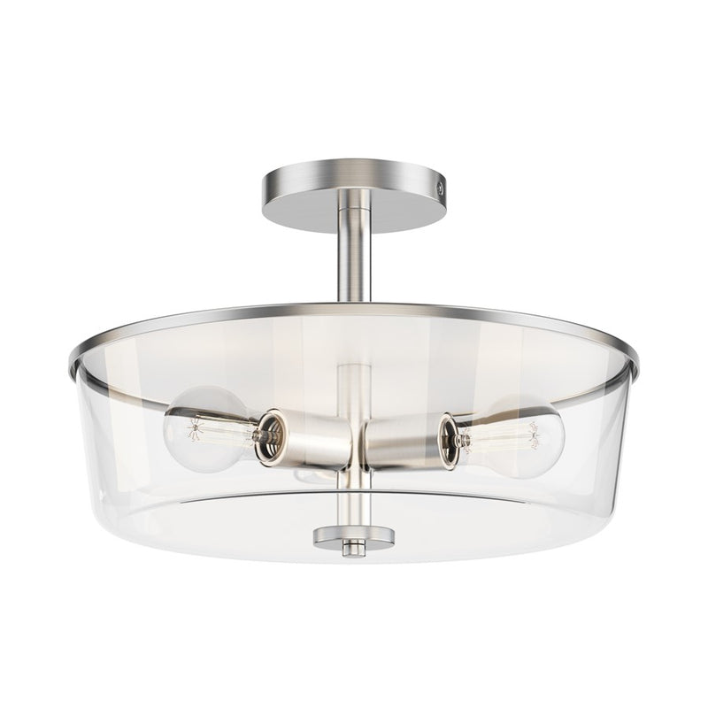 Maxim Lighting Fuller 3 Light 10" Flush Mount, Satin Nickel/Clear - 5695CLSN